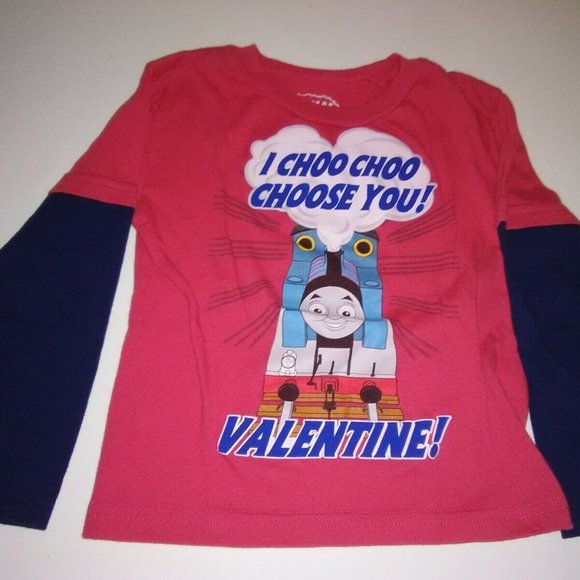 Valentine 18M Long Sleeve Shirt Red//Blu Thomas /& Friends I Choo Choo Choose You